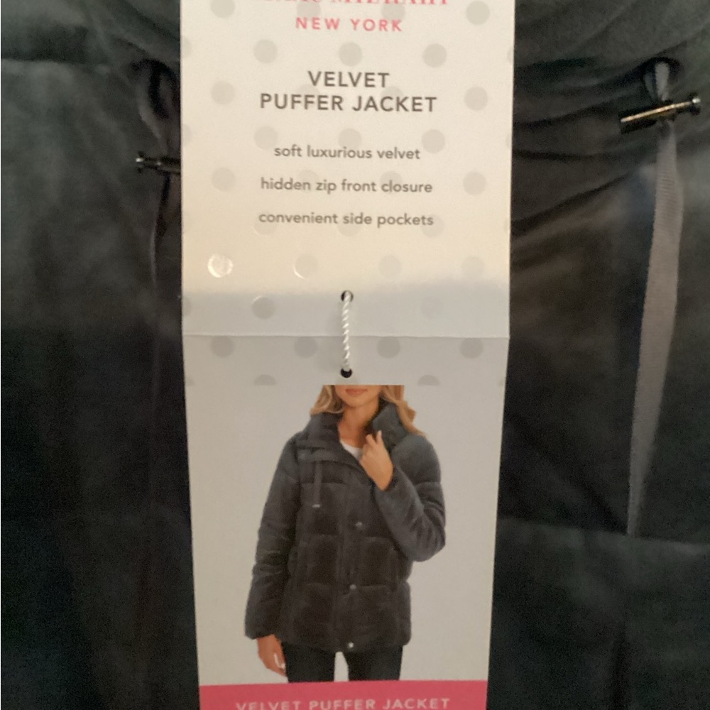 ISAAC MIZRAHI NEW YORK gray velour puffer jacket size Large